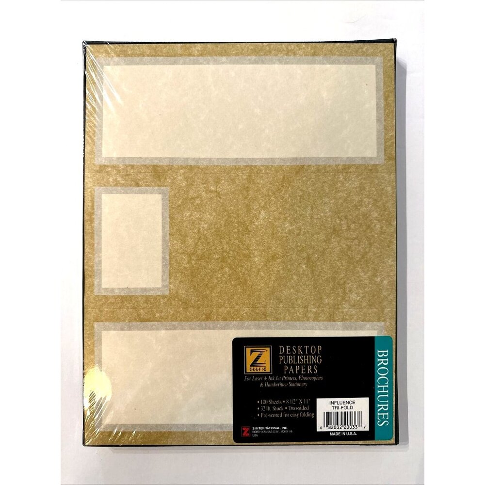 Tri-Fold Brochures 100 Sheets 8.5x11 Two-Sided Prescored Laser Inkjet NEW SEALED